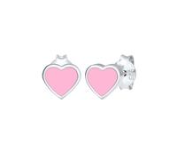 Elli Orecchini Bambini Orecchini a Perno Cuore von Smalto rosa in Argento Sterlino 925