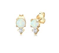 Elli - Orecchini a perno vintage con cristalli di zirconia e opale in argento sterling 925 placcato oro 1 pieces female