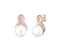 Elli Orecchini Donne orecchini a perno Infinty Elegante con Perla d'acqua dolce e Cristalli in Argento Sterlino 925