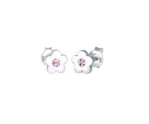 Elli - Orecchini a Perno simbolo Fiore con Cristallo Rosa in Argento Sterling 925 1 pieces female