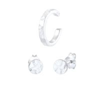 Elli - Set orecchini a no earcuff in Argento Sterling 925 tondi battuti Orecchini 1 pieces female
