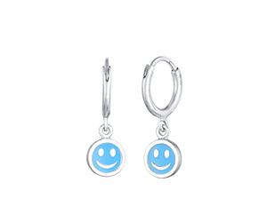 Elli Orecchini Bambini Creoli Ciondolocon smalto blu in argento sterlino 925
