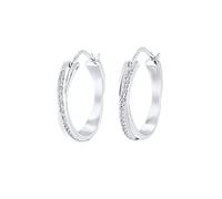Elli Orecchini Creoli Cerchio Incrociato Cristalli Swarovski Argento