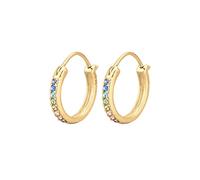 Elli Orecchini da donna a cerchio arcobaleno filigranato con cristalli in argento sterling 925 placcato oro