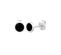 Elli Orecchini da donna a cerchio geo con smalto bianco in argento sterling 925, Argento sterling, Senza gemme