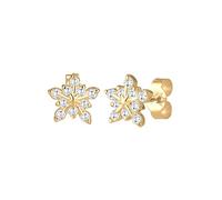 Elli Orecchini da donna a forma di fiocco di neve con zirconi in argento sterling 925 placcato oro, Cristallo, Senza gemme