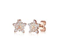 Elli Orecchini da donna a forma di fiocco di neve in argento 925 con zirconi bianchi taglio rotondo, Sfaccettatura, Zirconia cubica