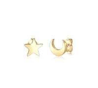 Elli Orecchini da donna a forma di stella a mezzaluna Astro in argento Sterling 925, misura unica, Metallo,
