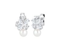Elli Orecchini da donna con perle d'acqua dolce e zirconi marchese, in argento sterling 925, Sfaccettatura, Zirconia cubica