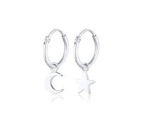 Elli - Creoli Stella Mezzaluna Astro Trend in Argento Sterling 925 Orecchini a cerchio 1 pieces female