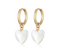 Elli - Orecchini da donna stile creolo color oro con ciondolo a cuore effetto conchiglia colorato One Size