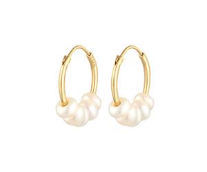 Elli Orecchini Donna Creoli Perline semplice con perle d'acqua dolce in argento sterling 925