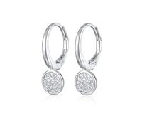 Elli Orecchini Donne Creoli Placchetta Ciondolo Elegante Colore Argento con Cristalli