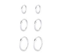 Elli Orecchini Donne Creoli Set Trio di Base Tendenza in Argento Sterlino 925