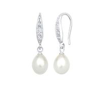Elli Orecchini Pendenti Da Donna In Argento Con Zirconia Cubica E Perle Coltivate D'Acqua Dolce