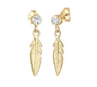 Elli - Orecchini Pendenti Piuma Boho con Cristallo in Argento Sterling 925 1 pieces female