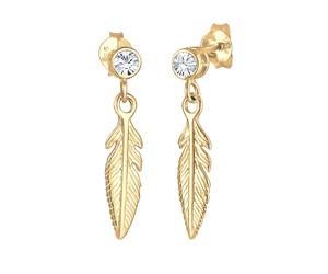 Elli - Orecchini Pendenti Piuma Boho con Cristallo in Argento Sterling 925 1 pieces female