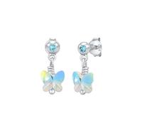 Elli Orecchini per bambini, con ciondolo a forma di farfalla, scintillanti, con cristalli, in argento sterling 925