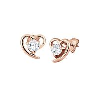 Elli - Orecchini per donna, cuore, oro rosa, argento 925, zircone - taglio brillante 0308781115