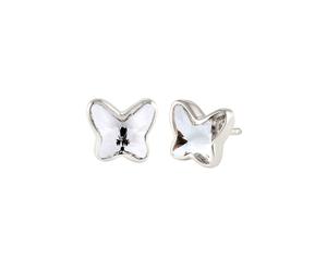 Elli - Orecchino farfalla Cristalli di vetro Bianco 925 Sterling Silver Orecchini 1 pieces female