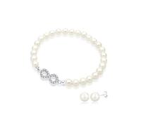 Elli Parure da Donna in Argento 925 con Cristallo Bianco Rotonda