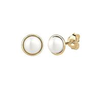Elli PREMIUM 0309810314 Orecchini a perno da donna con perle bianche coltivate d'acqua dolce, classici, oro giallo 375