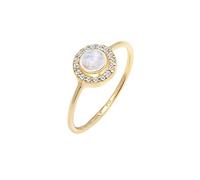 Elli PREMIUM Anello da donna elegante con pietra di luna e diamante (0,08 ct) in oro giallo 585