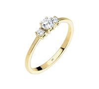 Elli Premium Anello di Fidanzamento da Donna in Argento 925, Placcato Oro Giallo con Zirconia Cubica, 54 (17.2)