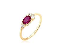 Elli PREMIUM - Anello di fidanzamento con rubino sintetico e cristalli di zirconia in argento sterling 925 placcato oro Anelli 1 pieces female