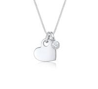 Elli Premium - Collana da donna con ciondolo a forma di cuore, diamante solitario (0,03 ct) in argento sterling 925