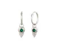 Elli PREMIUM - Earring Creole Circle Zirconia Synthetic Emerald Green 925 Sterling Silver Orecchini 1 pieces female