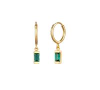 Elli PREMIUM - Earring Creole rectangle Smeraldo Sintetico Verde 925 Sterling Silver Gold-plated Orecchini 1 pieces female