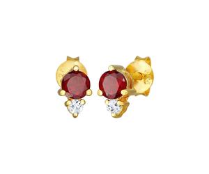 Elli PREMIUM - Orecchini Cuore Rosso con Granato e Topazio in argento sterling 925 placcato oro 1 pieces female