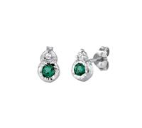 Elli PREMIUM - Orecchino cerchio Zirconia Smeraldo sintetico Verde 925 Sterling Silver Orecchini 1 pieces female