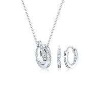 Elli Premium Parure di Gioielli Donna Argento 925_Argento Cristallo Rotonda