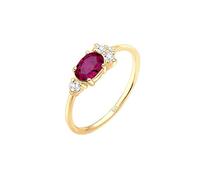 Elli PREMIUM Ring Engagement Classic Zirconia Crystals Synthetic Ruby Gold Plated 925 Sterling Silver