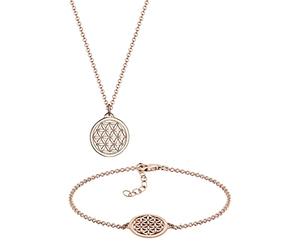 Elli Set Collana e Bracciale da Donna in Argento 925 a Forma di Fiore Vita