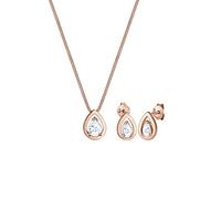 Elli Set Collana e Orecchini in Argento 925 con Zirconia Cubica Bianco, Oro Rosa