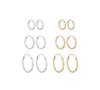Elli - Set con 6 paia di orecchini basic da donna stile creolo in argento sterling 925 tonalità mista-Multicolore One Size