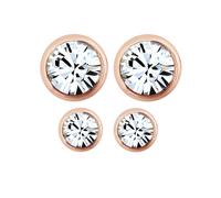 Elli - Set da 2 paia di orecchini in argento sterling 925 color oro rosa con cristalli One Size