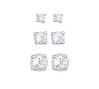 Elli - Set di 4 Anelli Impilabili Intrecciati con Cristalli in Argento 925 Orecchini 1 pieces female