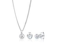 Elli Set di Gioielli Donne Ciondolo di Base Solitario Set Orecchini a Perno con Cristalli in Argento Sterlino 925