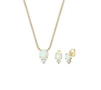 Elli Set di Gioielli Donne opale sintetico e zirconi incastonati geo optic placcato oro in argento sterlino 925