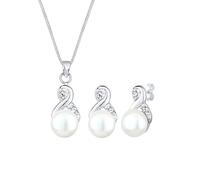 Elli - Simbolo Infinità Elegante a Perno con perle coltivata d'acqua dolce e Cristalli in argento sterling 925 Parure gioielli 1 pieces female
