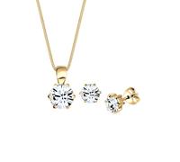 Elli - Set di gioielli semplice elegante con cristalli in argento sterling 925 placcato oro rosa Set gioielli 1 pieces female