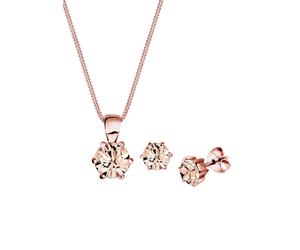 Elli - Set di gioielli semplice elegante con cristalli in argento sterling 925 placcato oro rosa Set gioielli 1 pieces female