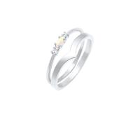 Elli - Set Marquesa V-Forma di Base con Opale Sintetico e Cristalli di Zirconia in Argento Sterling 925 Anelli 1 pieces female