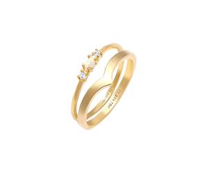 Elli - Set Marquesa V-Forma di Base con Opale Sintetico e Cristalli di Zirconia in Argento Sterling 925 Anelli 1 pieces female
