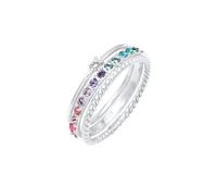 Elli - Set multicolore Scintillante con cristalli multicolore in Argento Sterling 925 placcato oro Anelli 1 pieces female