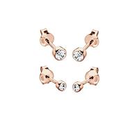 Elli Set Orecchini Basic con Cristalli Swarovski da Donna, in Argento 925, Placcato Oro Rosa